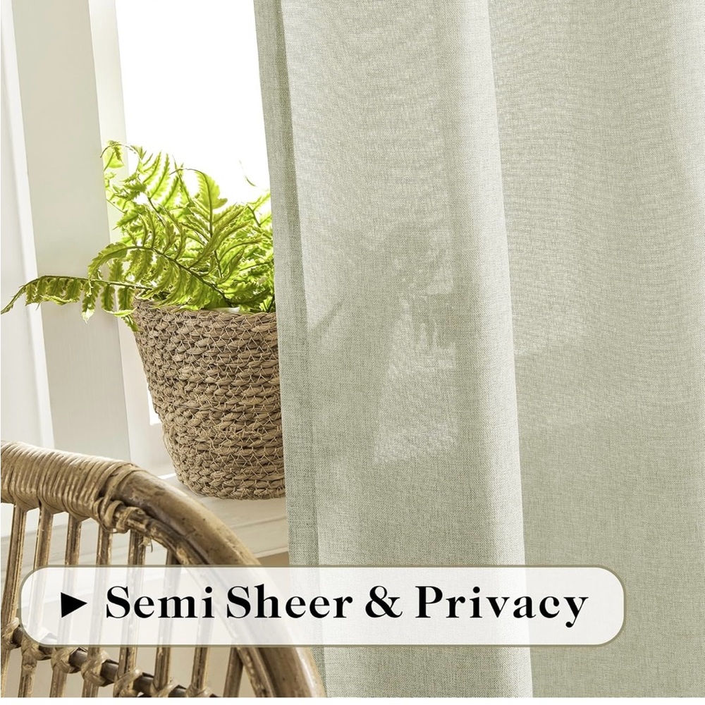 Natural Semi Sheer Drapes 2 panels brand new - Picture 4 of 8
